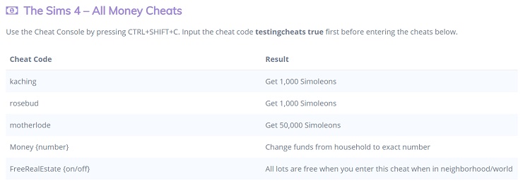 Unlimited Money Cheats
